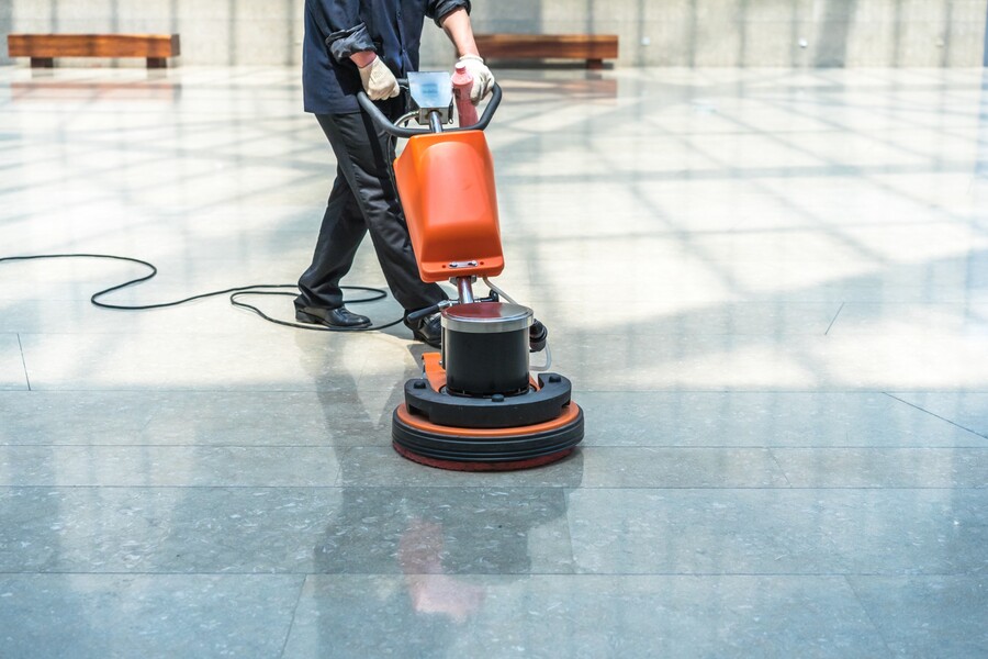 Commercial floor stripping by Baza Services